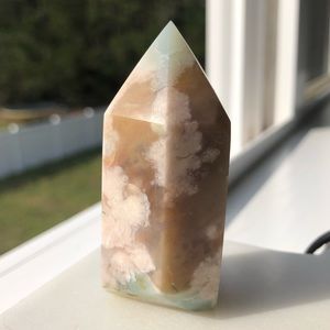 Green Flower Agate Tower